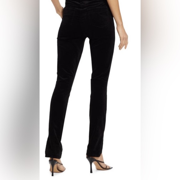 💙 L'AGENCE Josie Split Ankle Hi Rise Velvet Pants in Black Size 28 Elegant. EUC - Picture 2 of 6